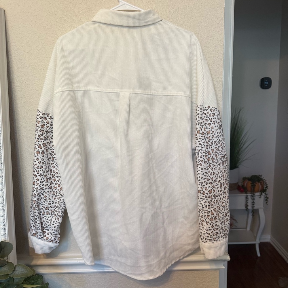 XL shein Leopard Print Button Down Jacket - Picture 13 of 14